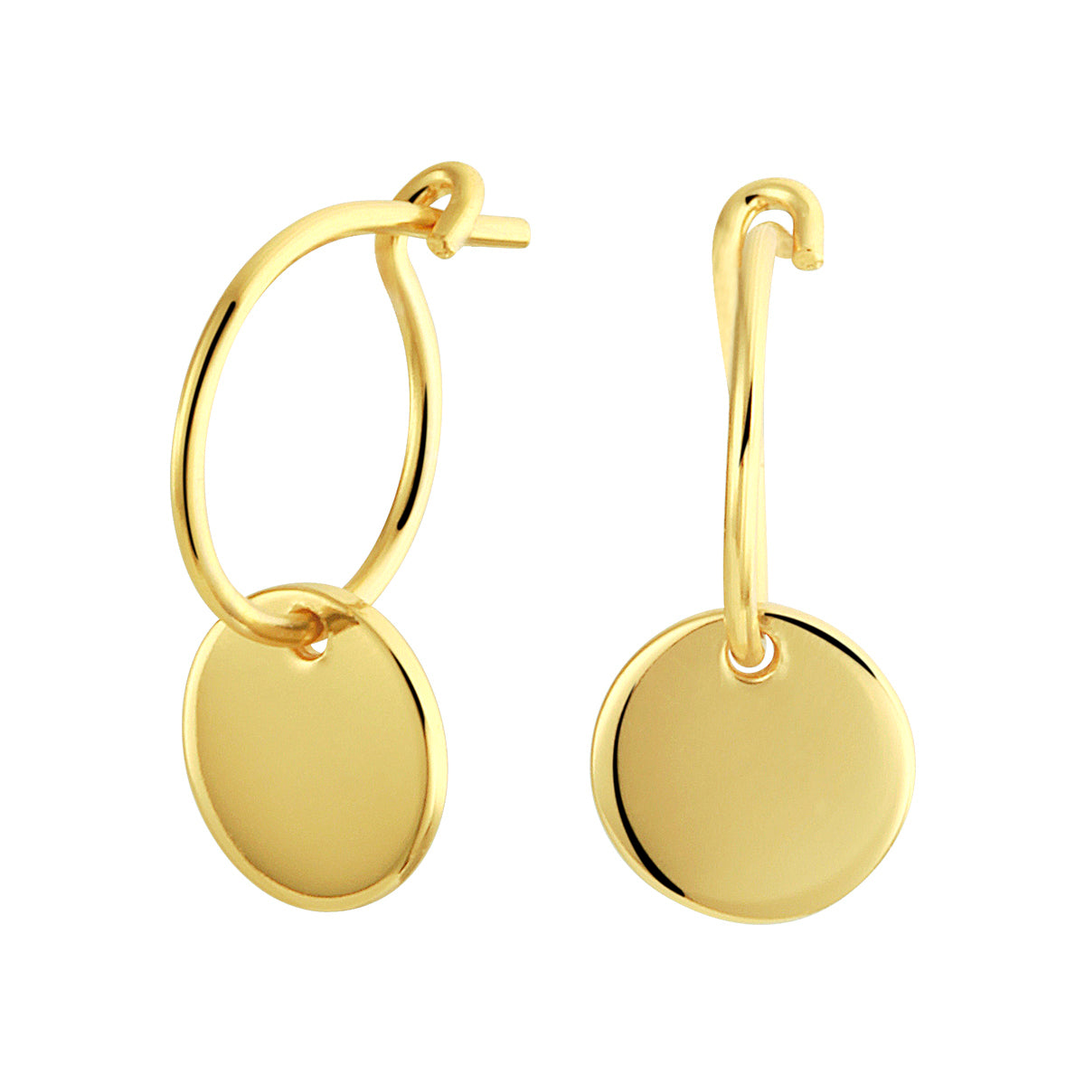 Oorringen rondje 1 micron zilver verguld (geel)