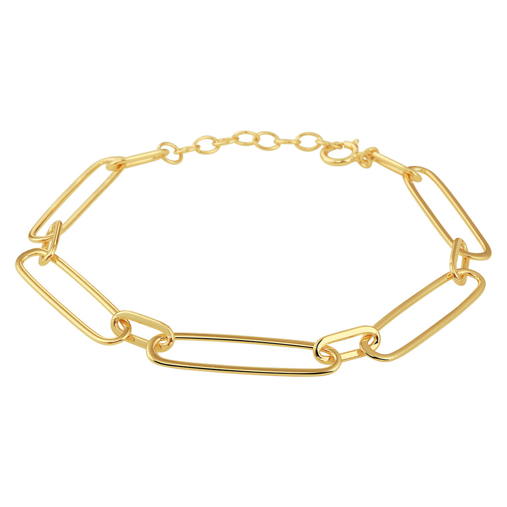 Armband paperclip platte buis 6,0 mm 17 + 2 cm zilver verguld (geel)