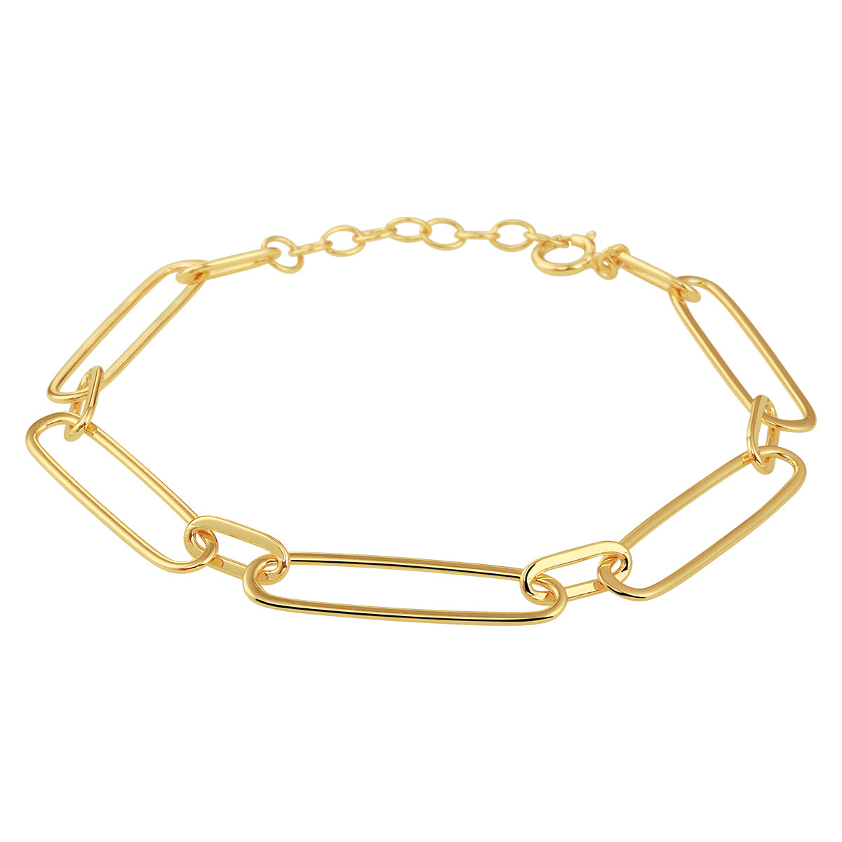 Armband paperclip platte buis 6,0 mm 17 + 2 cm zilver verguld (geel)