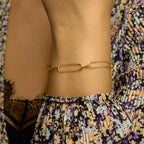 Armband paperclip platte buis 6,0 mm 17 + 2 cm zilver verguld (geel)