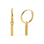 Oorringen balkje zilver verguld (geel)