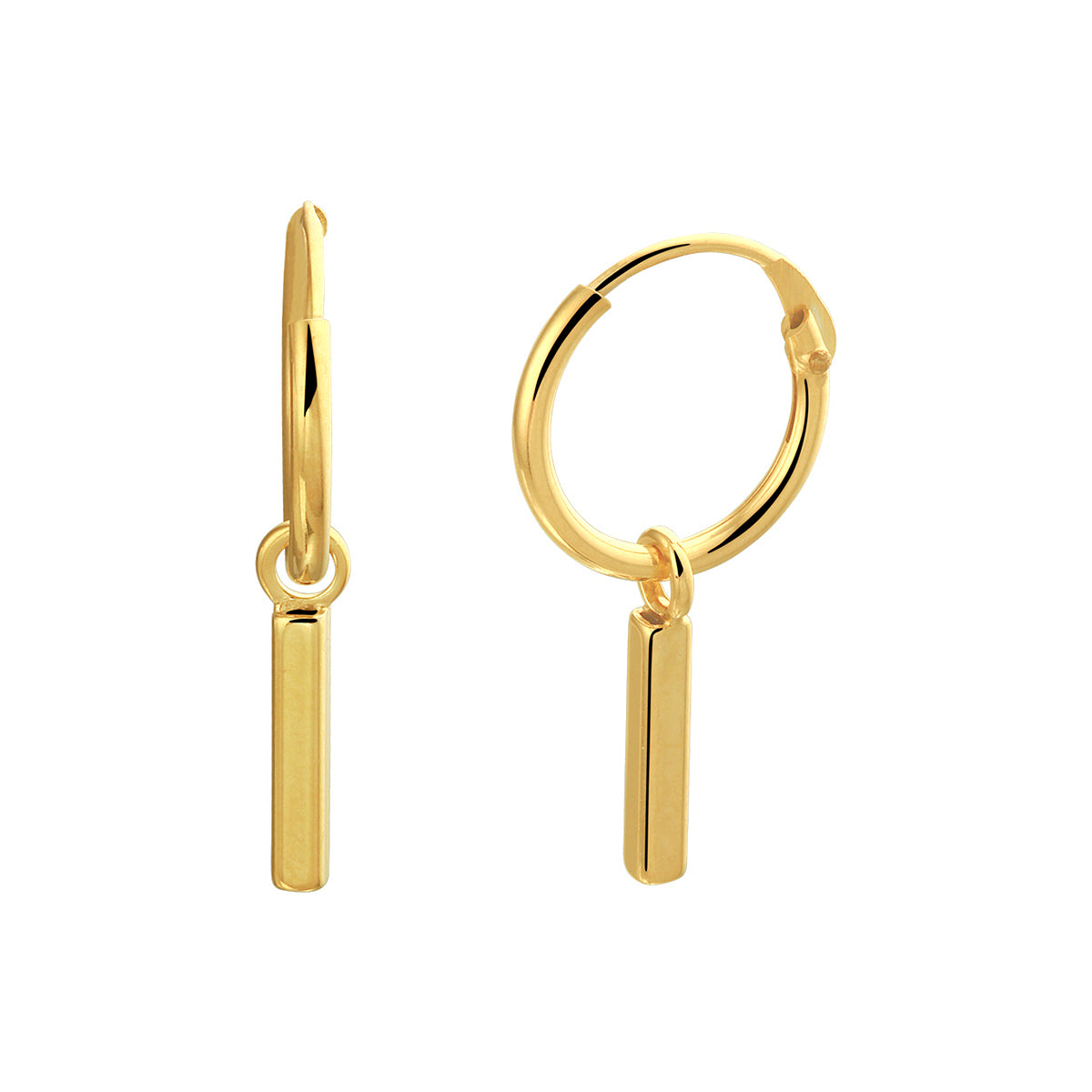 Oorringen balkje zilver verguld (geel)