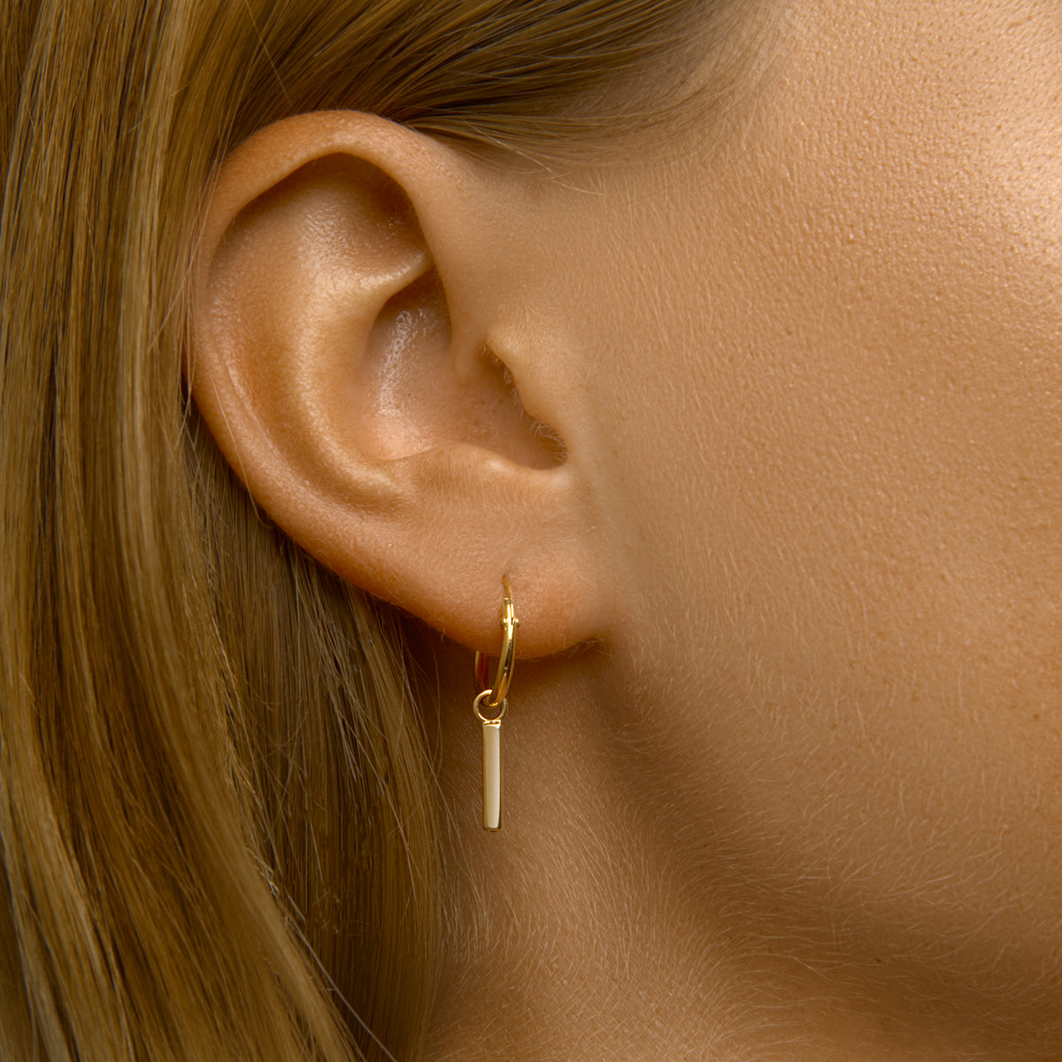 Oorringen balkje zilver verguld (geel)