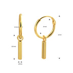 Oorringen balkje zilver verguld (geel)