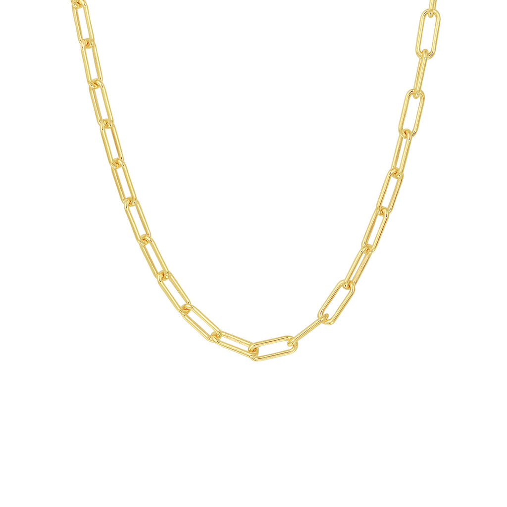 Collier paperclip ronde buis 3,5 mm 45 cm zilver verguld (geel)