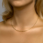 Collier paperclip ronde buis 3,5 mm 45 cm zilver verguld (geel)