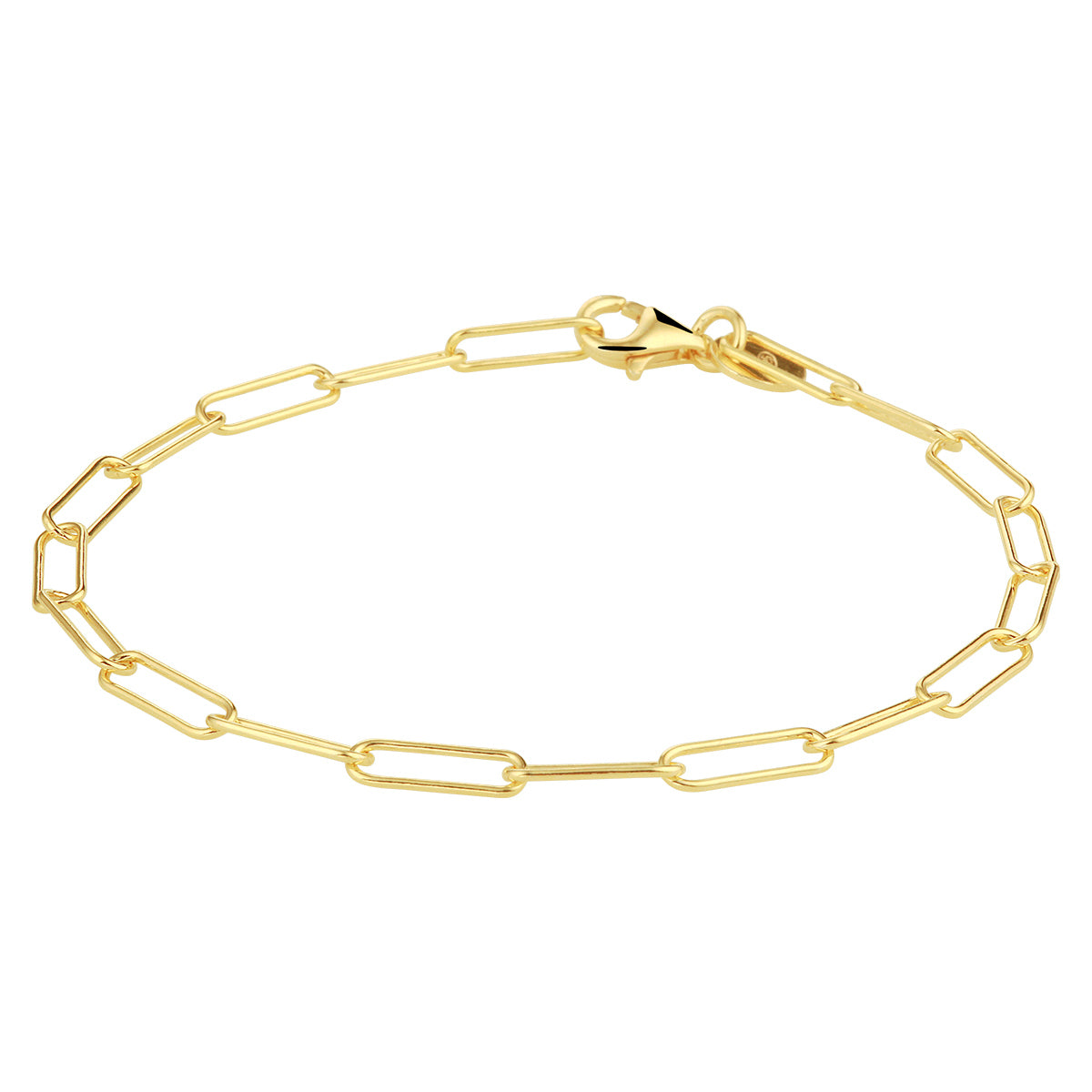 Armband paperclip ronde buis 18 cm 3,5 mm zilver verguld (geel)