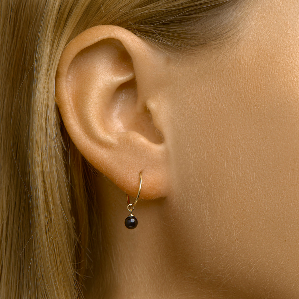 Oorringen onyx 1 micron zilver verguld (geel)