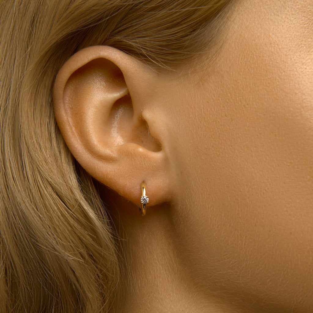 Stekeroorringen zirkonia zilver verguld (geel)