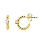 Stekeroorringen gedraaid zirkonia zilver verguld (geel)