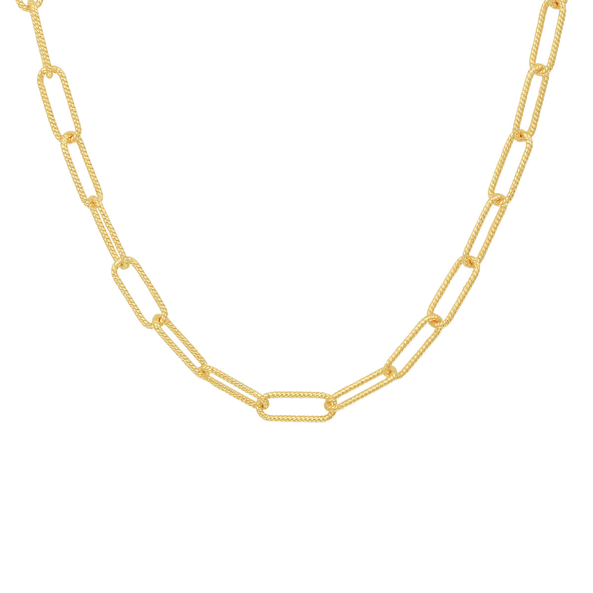 Collier paperclip ronde buis gedraaid 4,3 mm 40 + 4 cm zilver verguld (geel)