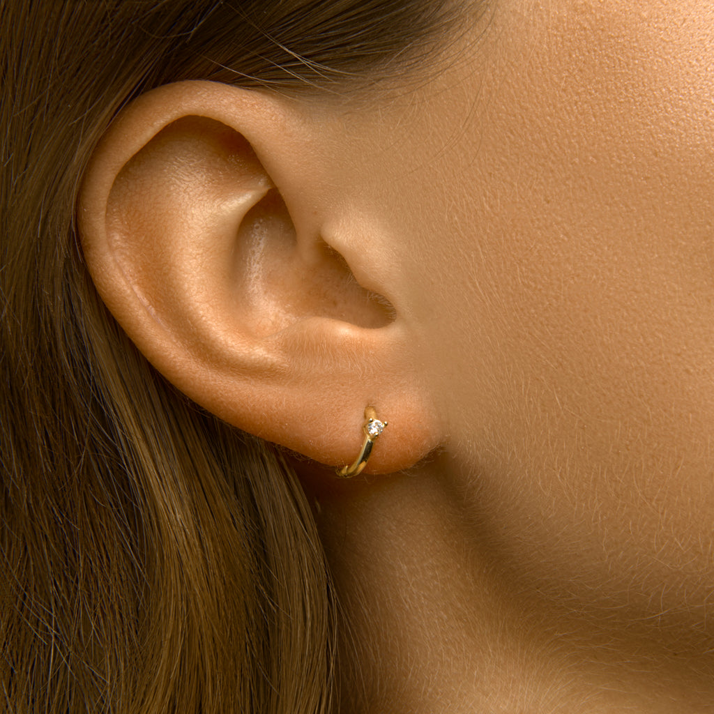 Klapoorringen zirkonia zilver verguld (geel)