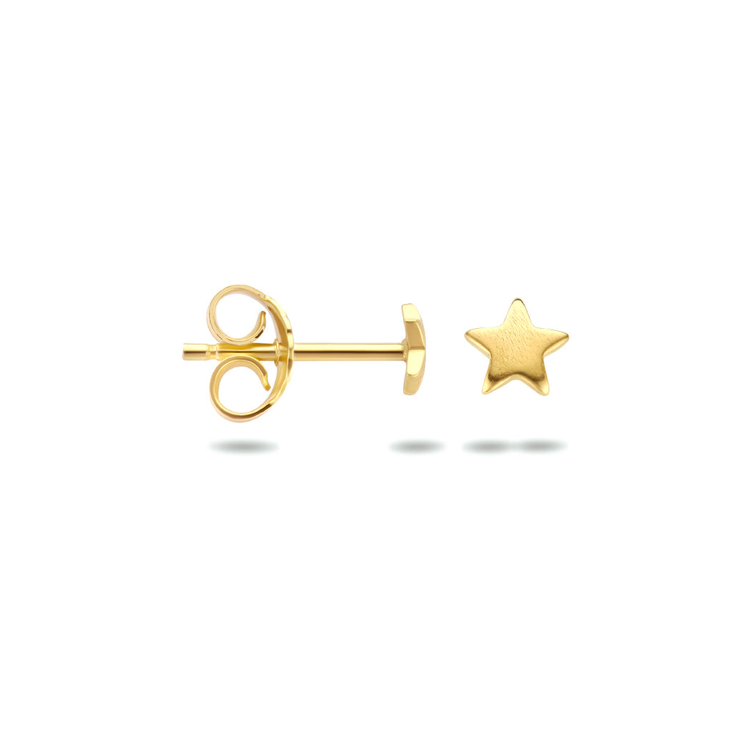 Oorknoppen ster zilver verguld (geel)