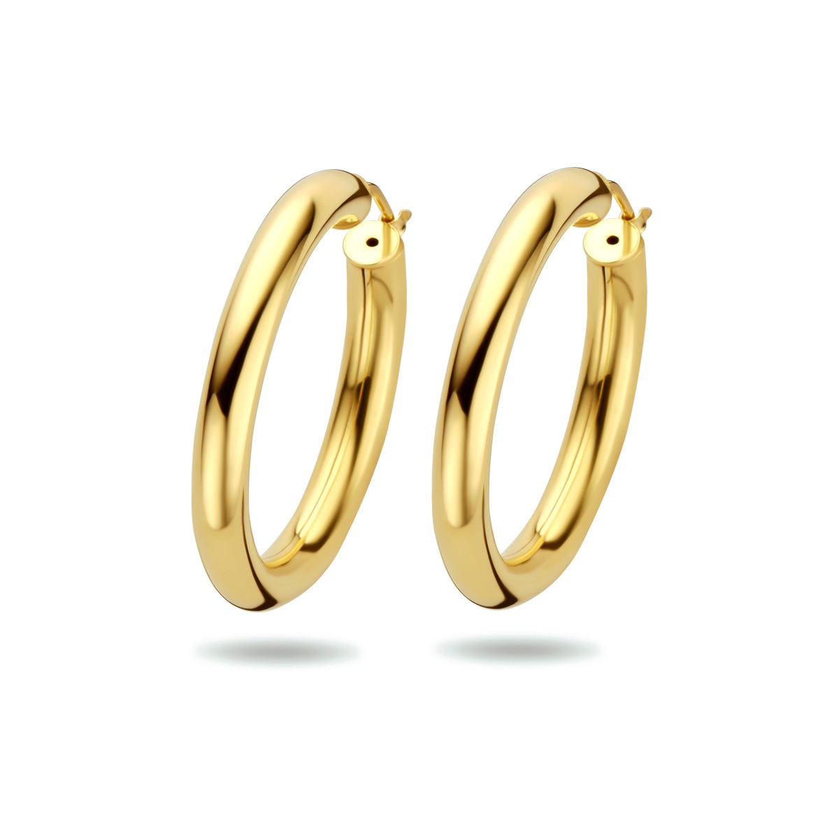 Oorringen ronde buis 5,0 mm zilver verguld (geel)