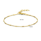 Armband buisjes 1,3 mm 16 + 3 cm zilver verguld (geel)