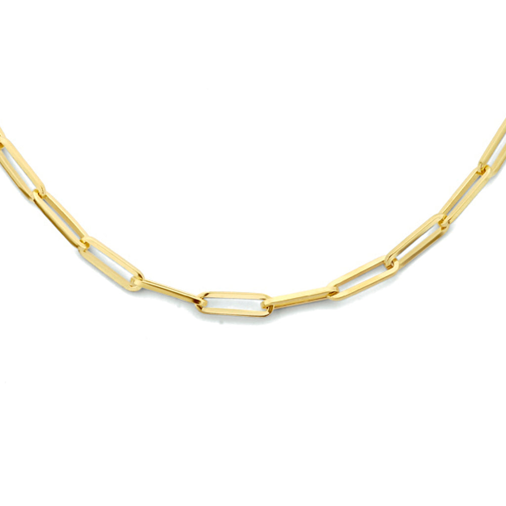 Collier paperclip vierkante buis 3,0 mm 45 cm zilver verguld (geel)