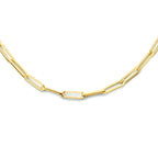 Collier paperclip vierkante buis 3,0 mm 45 cm zilver verguld (geel)