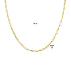 Collier paperclip vierkante buis 3,0 mm 45 cm zilver verguld (geel)