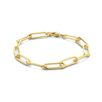 Armband paperclip ronde buis 5,6 mm 19 cm zilver verguld (geel)