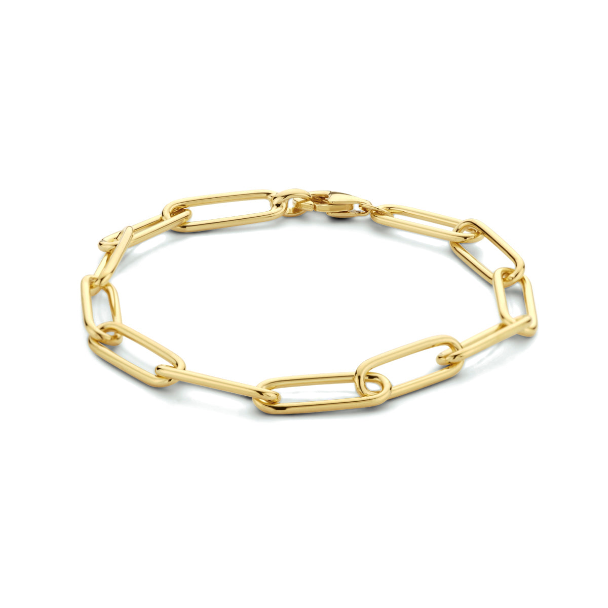 Armband paperclip ronde buis 5,6 mm 19 cm zilver verguld (geel)