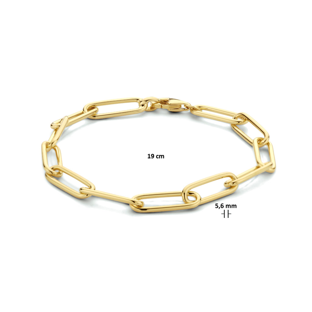 Armband paperclip ronde buis 5,6 mm 19 cm zilver verguld (geel)
