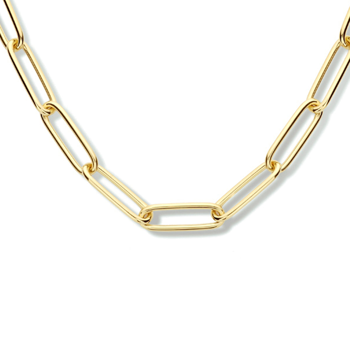 Collier paperclip ronde buis 5,6 mm 45 cm zilver verguld (geel)