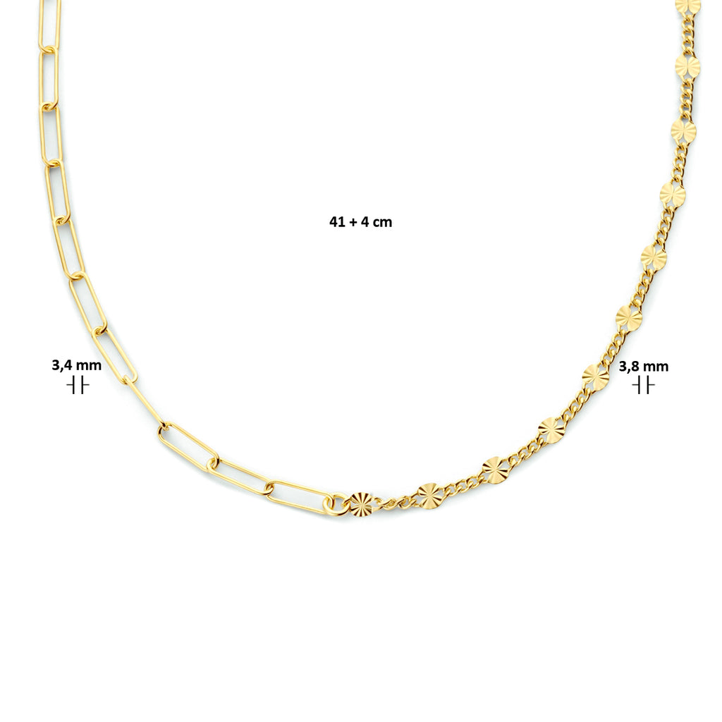 Collier 3,8 mm 41 + 4 cm 1 micron zilver verguld (geel)