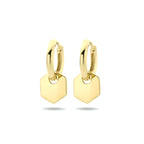 Klapoorringen zeshoek zilver verguld (geel)