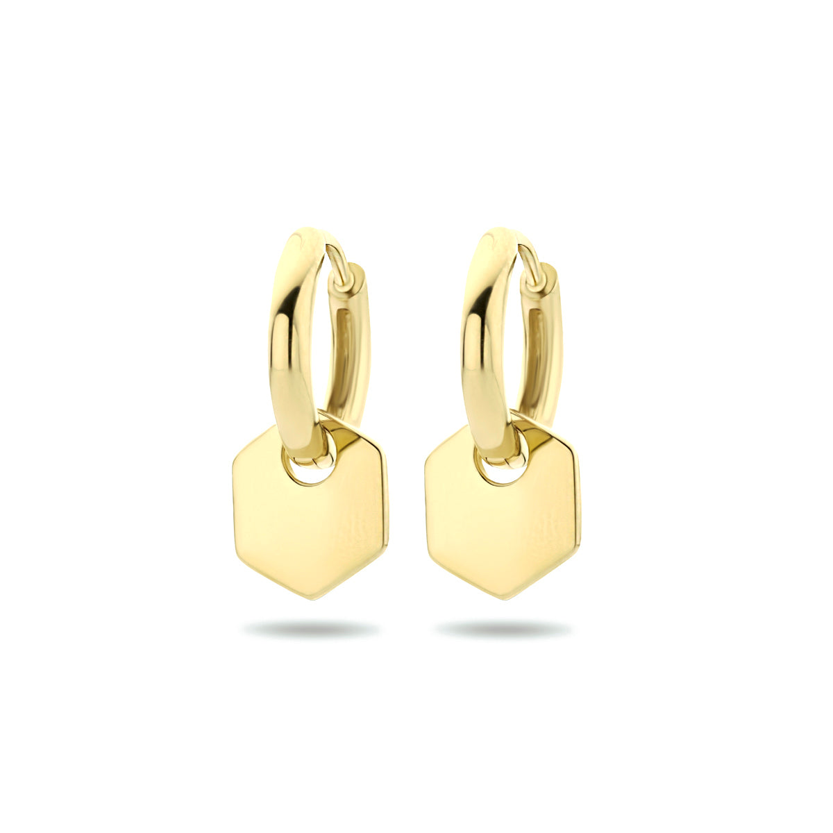 Klapoorringen zeshoek zilver verguld (geel)