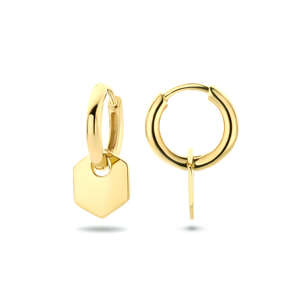 Klapoorringen zeshoek zilver verguld (geel)