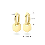 Klapoorringen zeshoek zilver verguld (geel)