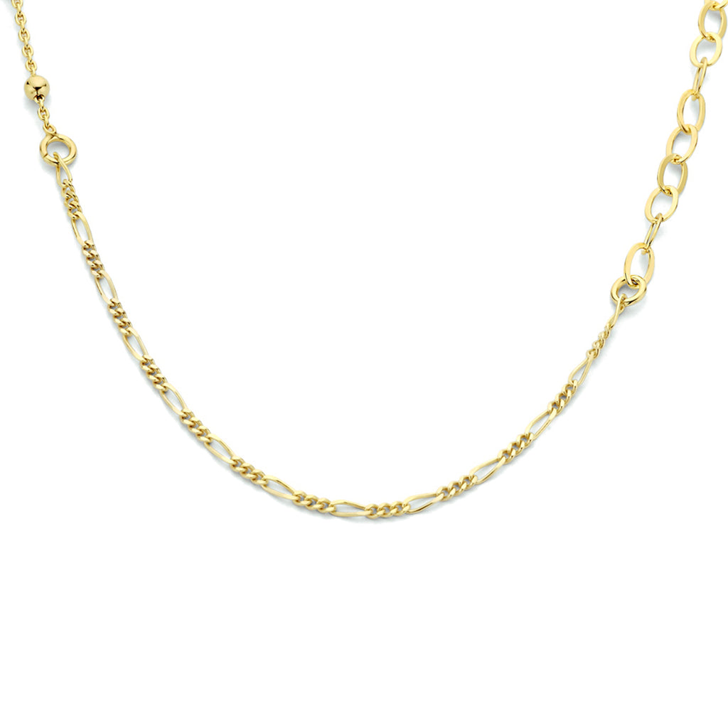 Combi-collier schakels 3,8 mm 41 + 4 cm 1 micron zilver verguld (geel)