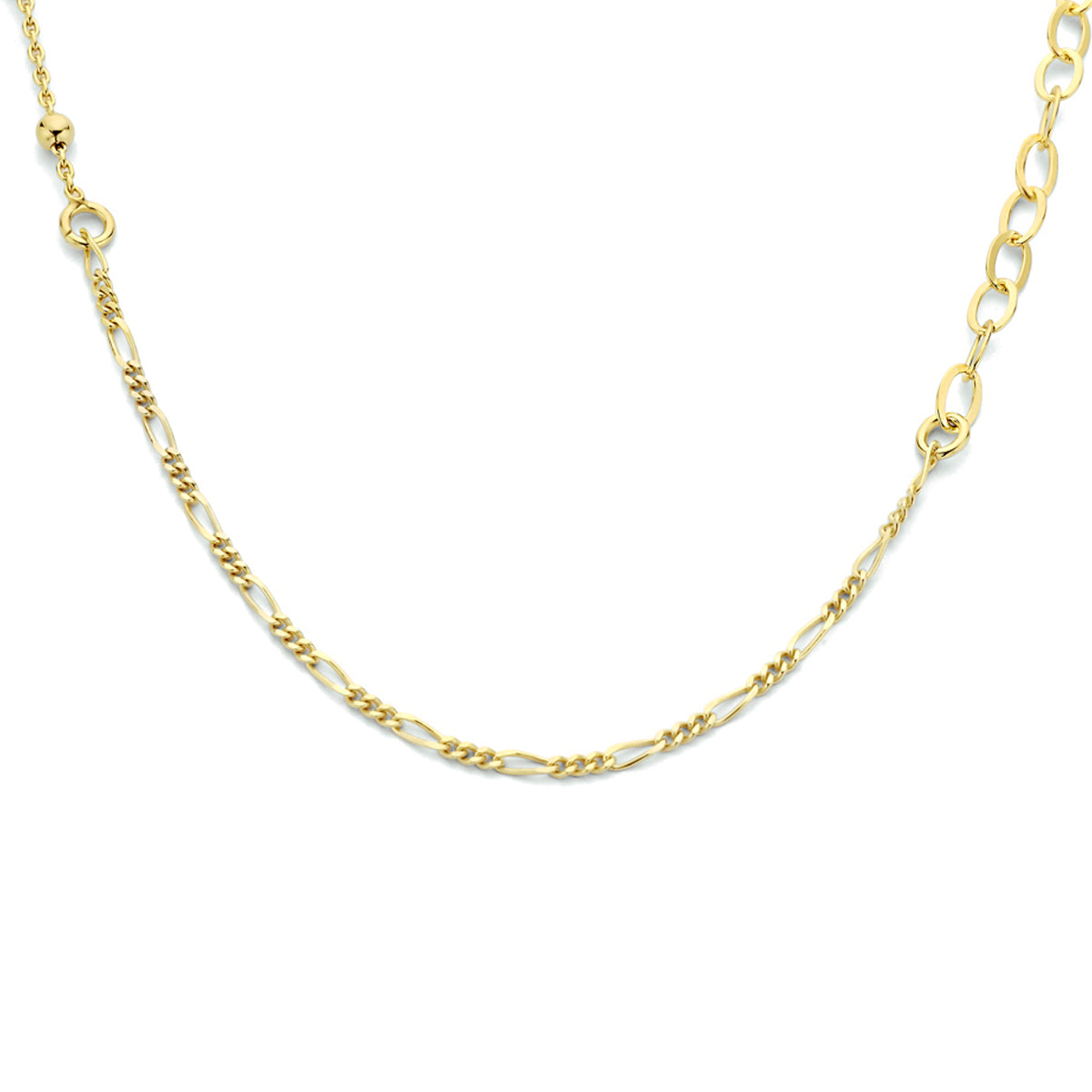 Combi-collier schakels 3,8 mm 41 + 4 cm 1 micron zilver verguld (geel)