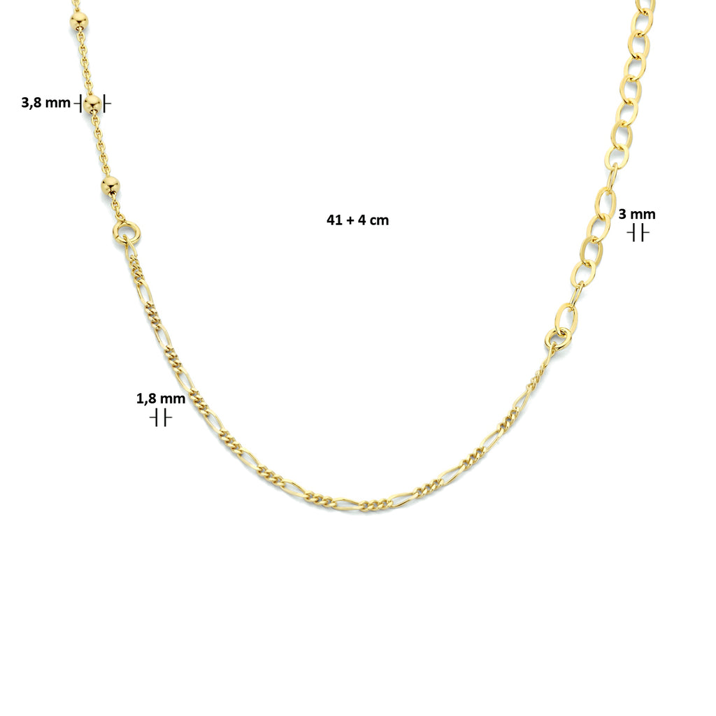 Combi-collier schakels 3,8 mm 41 + 4 cm 1 micron zilver verguld (geel)
