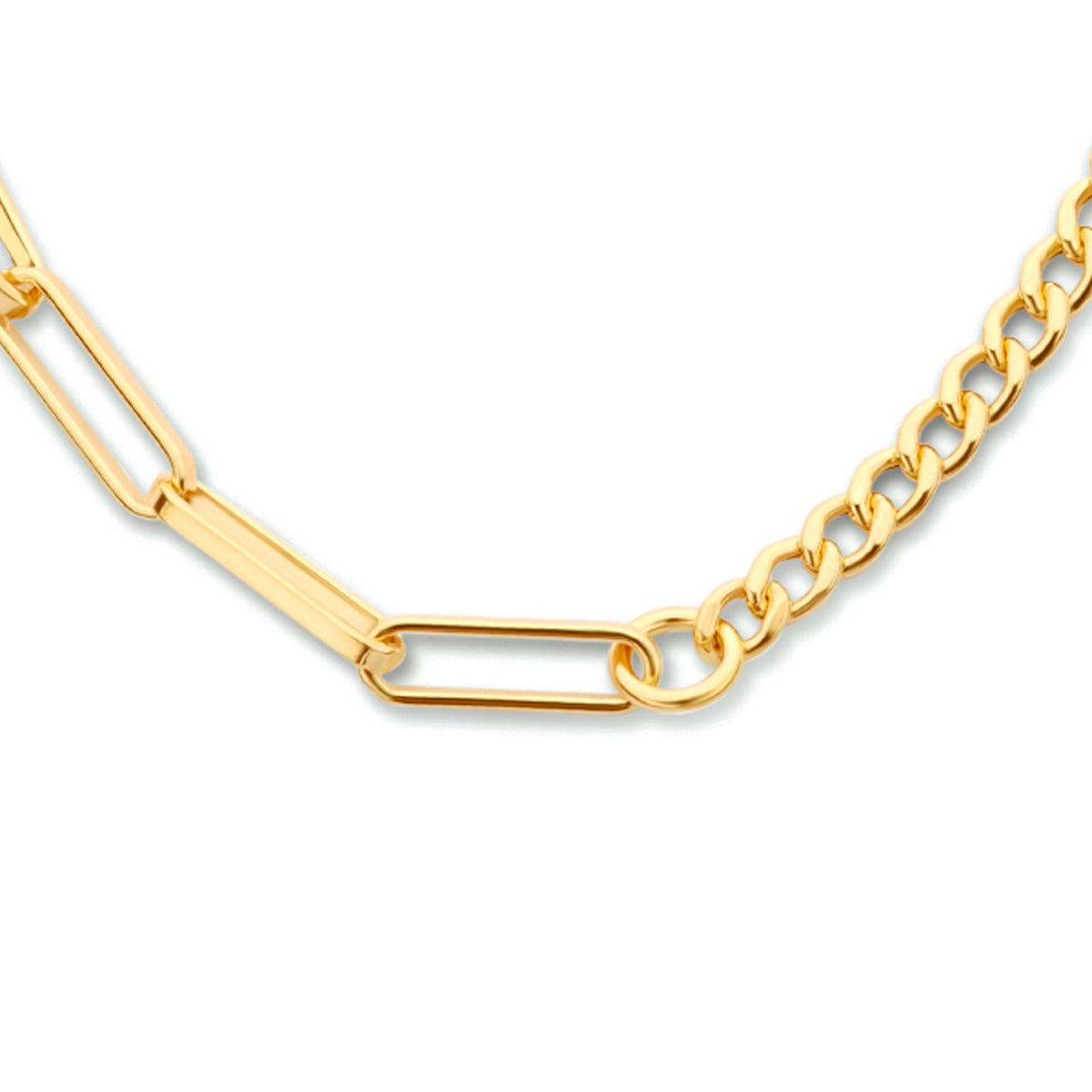 Combi-collier schakels 4,2 mm 43 + 3 cm 1 micron zilver verguld (geel)