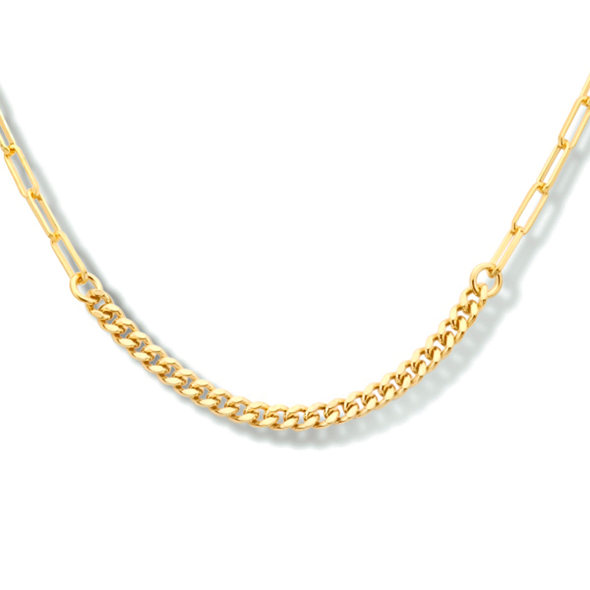 Combi-collier schakels 2,8 mm 43 + 3 cm 1 micron zilver verguld (geel)