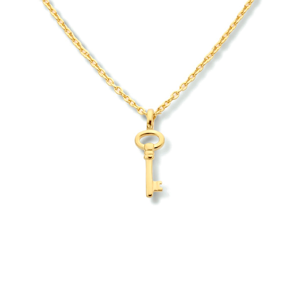 Collier sleutel 41 + 4 cm zilver verguld (geel)