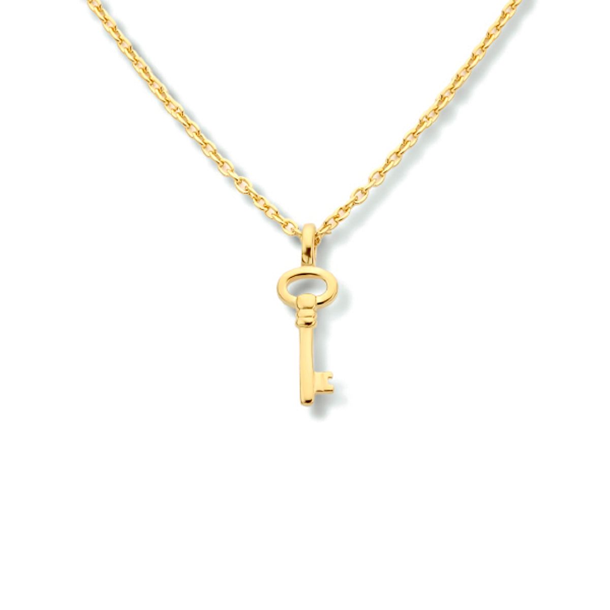 Collier sleutel 41 + 4 cm zilver verguld (geel)