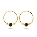 Oorknoppen onyx zilver verguld (geel)