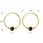 Oorknoppen onyx zilver verguld (geel)