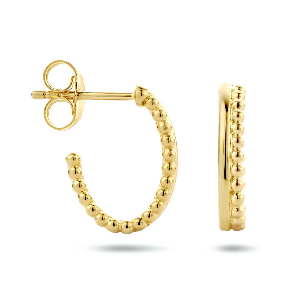 Stekeroorringen bolletjes zilver verguld (geel)