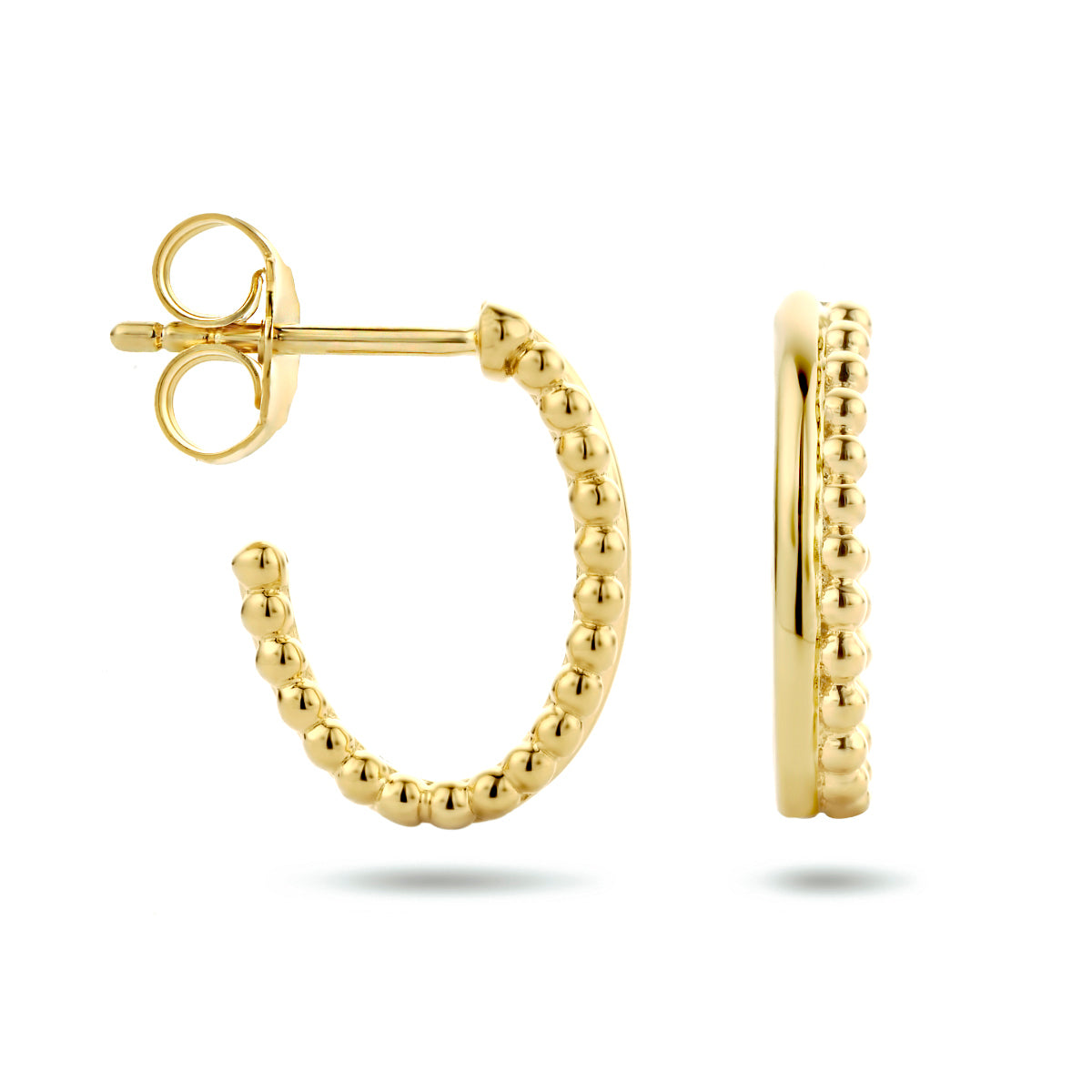 Stekeroorringen bolletjes zilver verguld (geel)