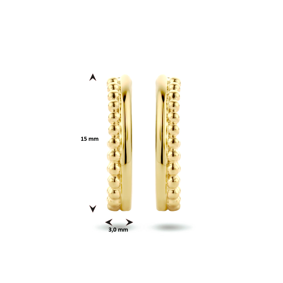 Stekeroorringen bolletjes zilver verguld (geel)