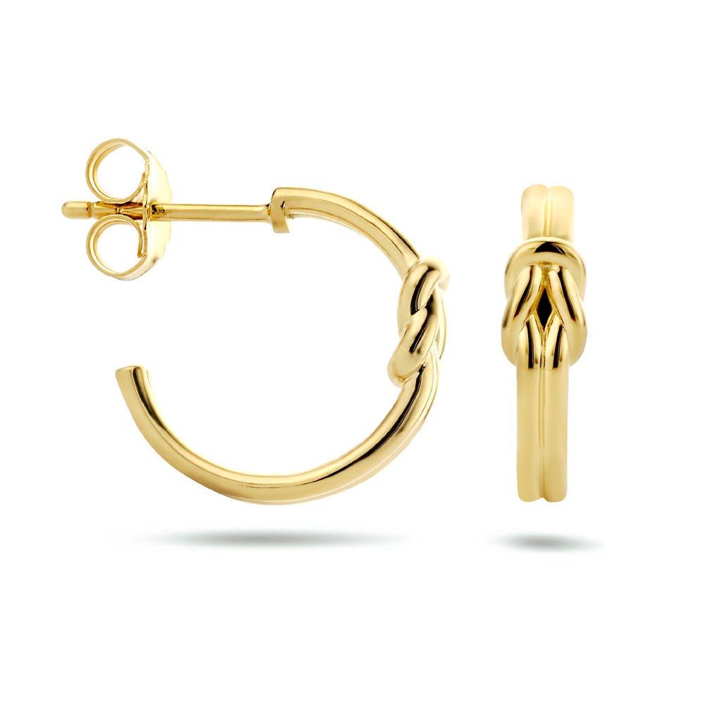 Stekeroorringen knoop zilver verguld (geel)