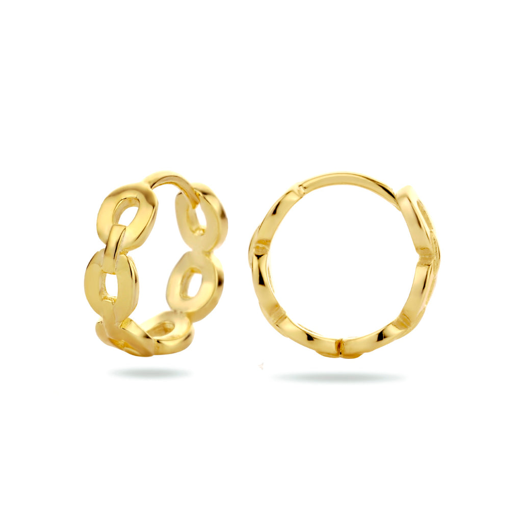 Klapoorringen schakel zilver verguld (geel)