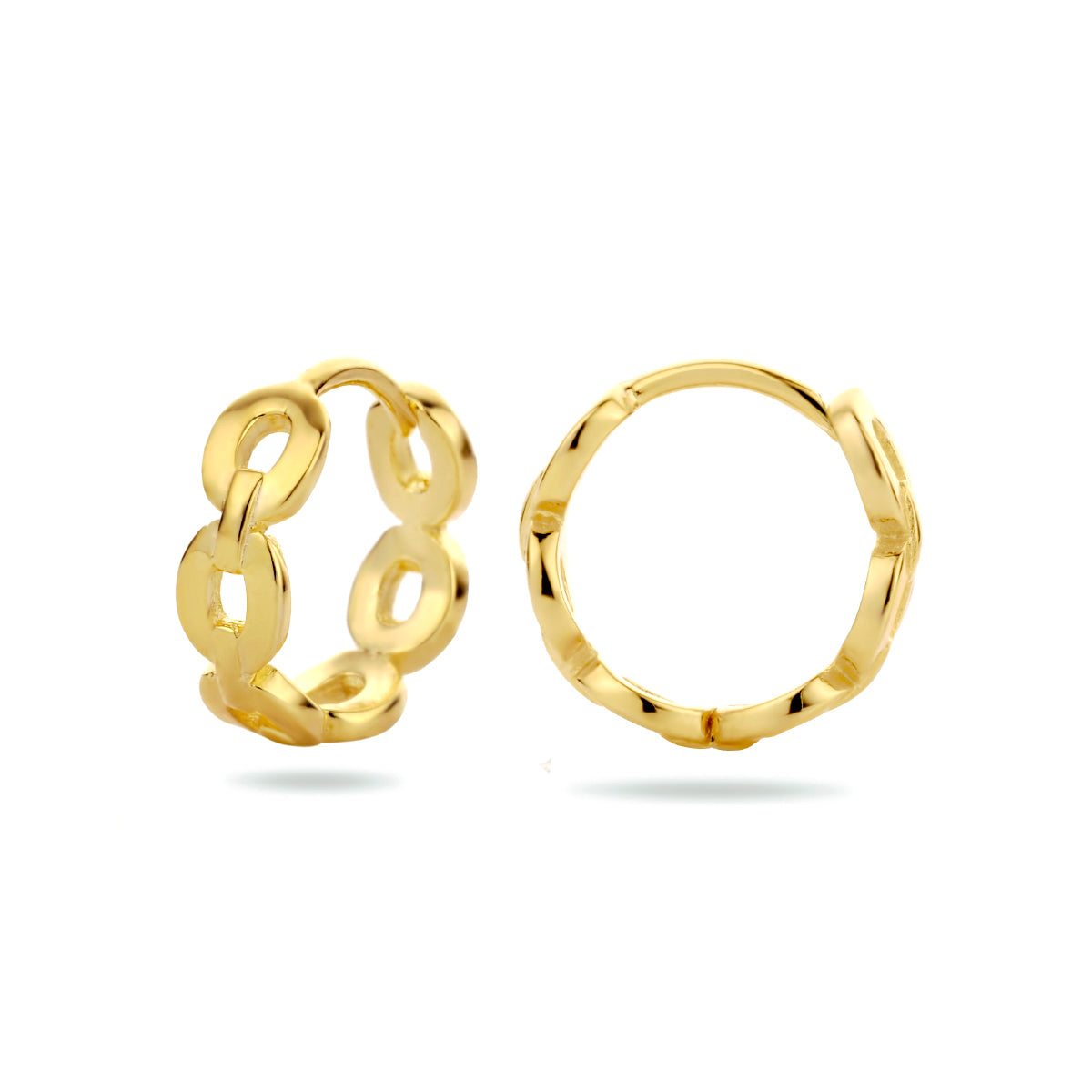 Klapoorringen schakel zilver verguld (geel)