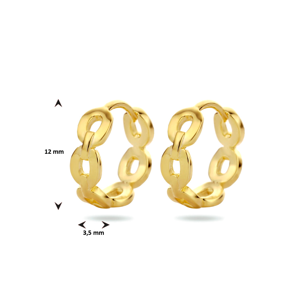 Klapoorringen schakel zilver verguld (geel)