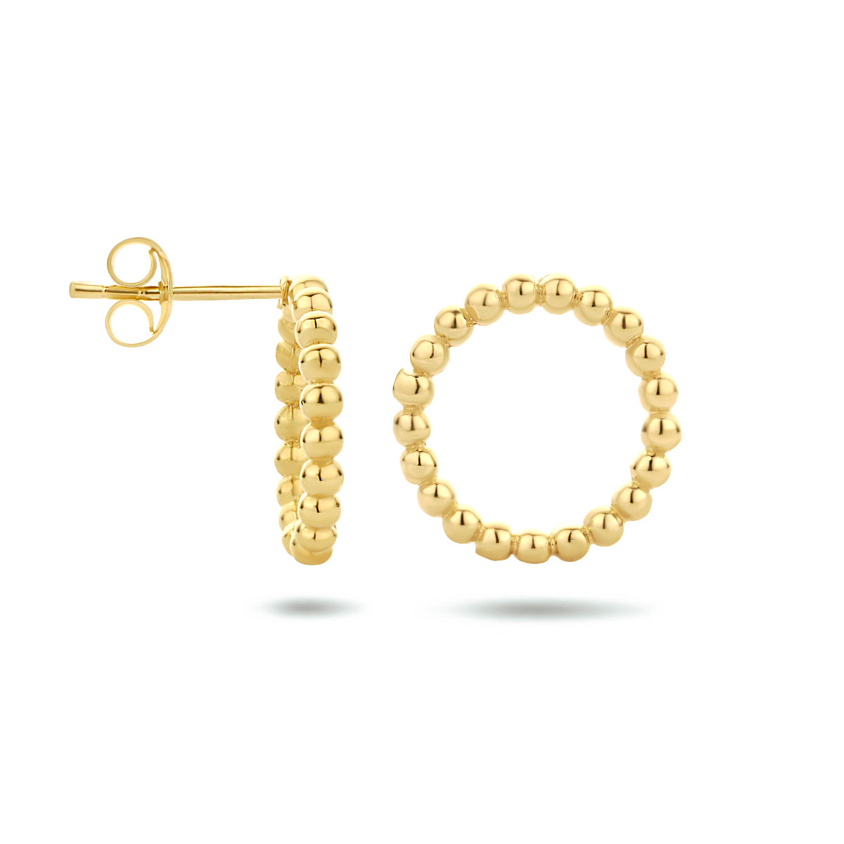 Oorknoppen rondje zilver verguld (geel)