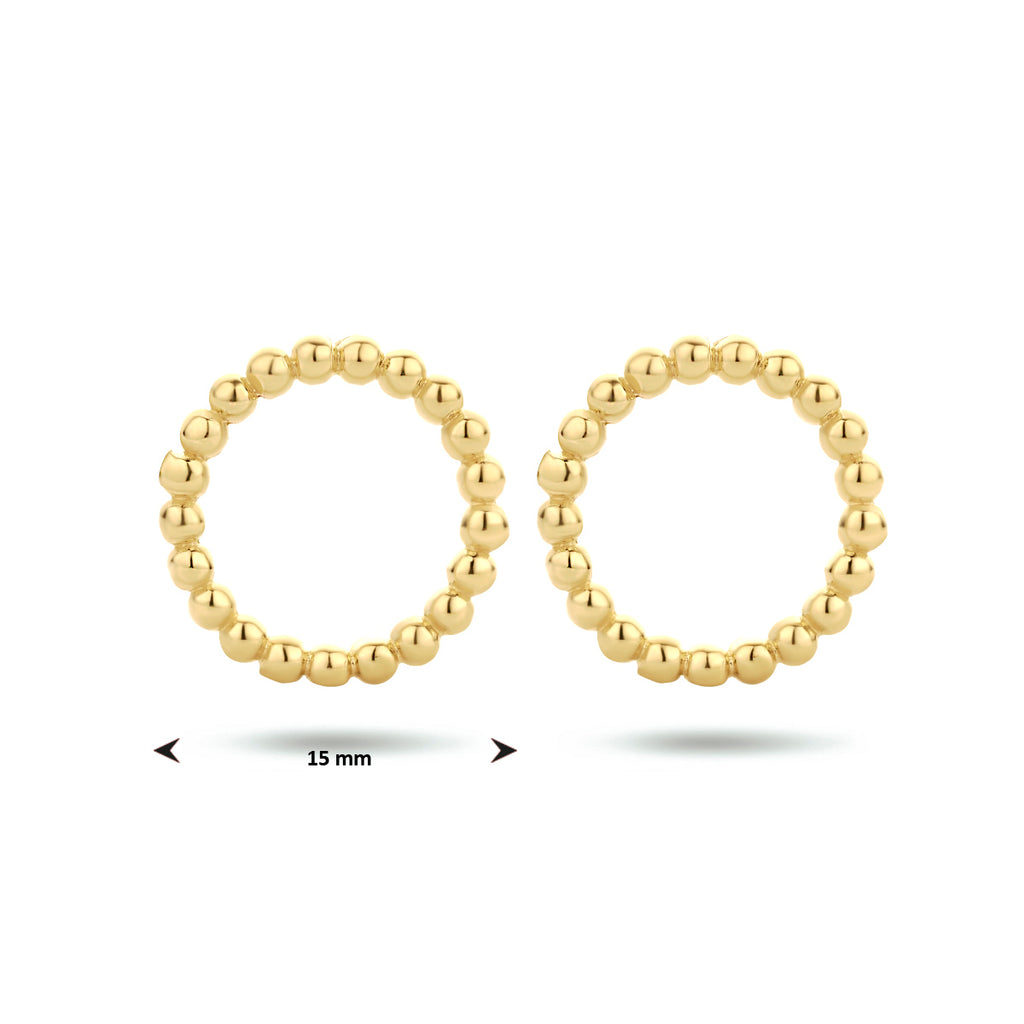 Oorknoppen rondje zilver verguld (geel)