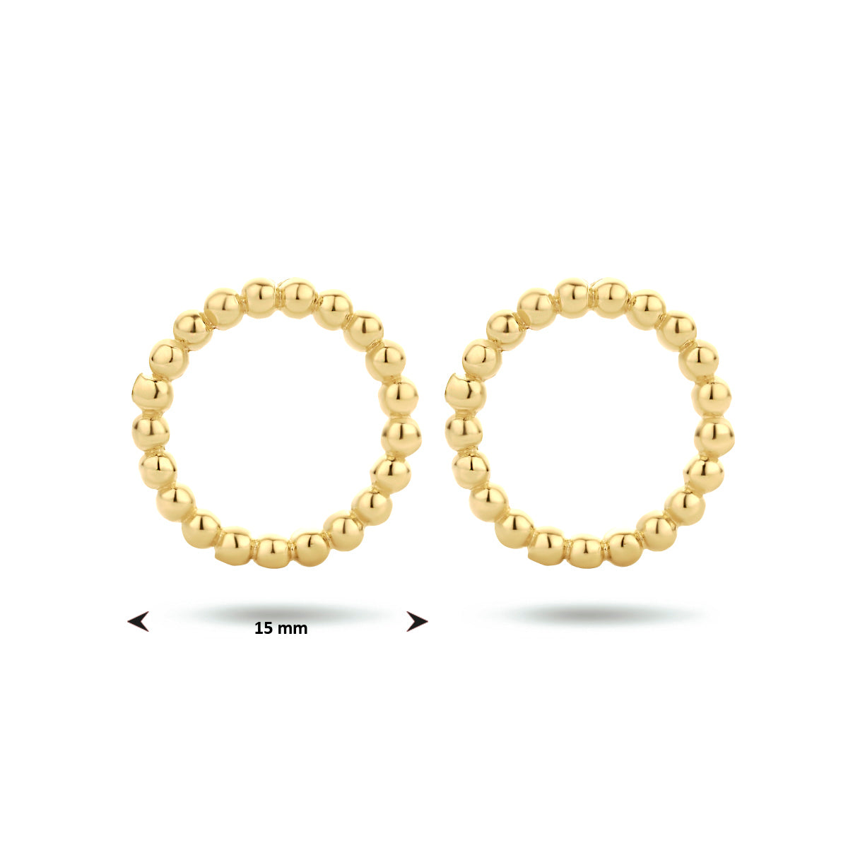 Oorknoppen rondje zilver verguld (geel)